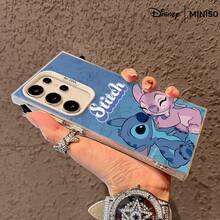 MINISO Disney Stitch & Angel Couple Mirror Phone Case, Blue Background Cute Cover For Samsung S26 Ultra/S26 Edge/S26 Plus/S26/S25 Ultra/S25 Plus/S25/S25FE/S25Edge/S24Ultra/S24Plus/S24/S24FE/S23FE/S23Ultra/S23Plus/S23/S22Ultra/S22Plus/S22/A15/A16/A17/A35/A36//A54/A55/A56/ Stocking Stuffers The Girlfriend - Black - View 3