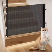 Puerta de mascota expandible con malla de PVC, fácil instalación, adecuada para perros pequeños, gatos y otras mascotas, sin necesidad de perforar para evitar que las mascotas se escapen, aplicable a escaleras, pasillos y porches, valla de puerta de malla ligera, puerta de mascota al aire libre, solución de valla para mascotas, diseño retráctil, puerta extensible, barrera de malla para mascotas, puerta para mascotas, pequeña mascota del hogar, propietario de mascotas - Multicolor - Ver 4