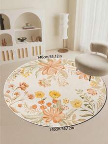 1 pieza Alfombra redonda con estampado floral, alfombra de área lavable adecuada para sala de estar, dormitorio, oficina, comedor, estudio, baño, entrada - Multicolor - Ver 17