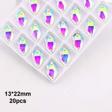 玻璃水晶,AB彩,各种形状,手工闪亮水晶缝纫,手工水晶水钻装饰珠,平底穿孔宝石,DIY配件,缝纫宝石,水钻,用于装饰衣服、连衣裙、包包、鞋子、胸针、耳环、手工艺品。 - 彩色 - 查看 32