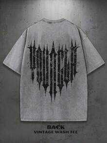 Retro Washed T-Shirt | YLA Graphic T-Shirt | Gym Graphic T-Shirt | Gift Idea | 100% Cotton | Fabric - 灰色 - 查看 2