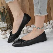 Women's Flat Shoes, Soft Bottom Comfortable Gentle Shoes, Spring/Autumn Pointed Toe Casual Loafers - Black - View 3