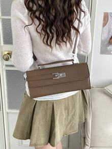 Fashionable Clasp Small Square Bag, New Handbag, Mini Mila Bag, High-End Niche Handbag & Shoulder Bag - Brown - View 6