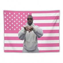 1PC Kanyee Westt Rap Singer American Flag Decorative Tapestry, Flag Tapestry, Perfect Wall Hanging For Dormitory Bedroom Living Room, Ideal Fans Gift - 多色 - 查看 2