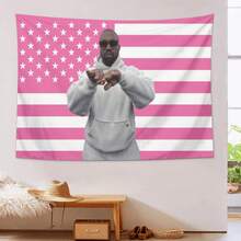 1PC Kanyee Westt Rap Singer American Flag Decorative Tapestry, Flag Tapestry, Perfect Wall Hanging For Dormitory Bedroom Living Room, Ideal Fans Gift - 多色 - 查看 4