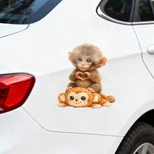 1/4pcs Cute Monkey Car Stickers, Removable Waterproof Self-Adhesive Vinyl Car Window And Bumper Decorations, Suitable For SUVs, Trucks, And Laptops. - Car Stickers - View 3