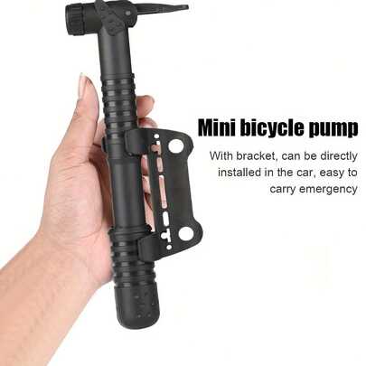 1pc Bicycle Air Pump, A/V And F/V Dual Mode Portable Pump, Quick Inflator, Manual Bike Inflation, Easy To Install, 120PSI High Strength Air Pressure, With Bracket, Suitable For Car, Motorcycle, Bicycle, Ball Inflation, Applicable To Mountain Bike, Road Bike, Small Bike, Motorcycle, Electric Bike, Electric Scooter, Basketball, Football, Volleyball Inflation