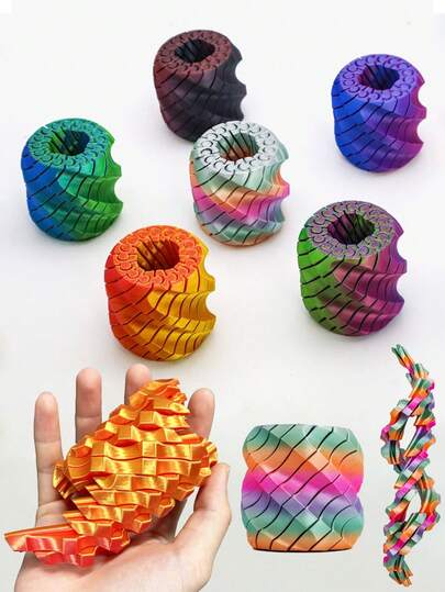 1个波浪形圆柱减压玩具，史莱姆风格3D滑动伸缩结构，创意玩具，视觉减压设计 | 办公室和家庭放松的理想之选，适合青少年和成人，趣味娱乐和缓解焦虑的工具，送给家人和朋友的完美礼物，独特的礼物。