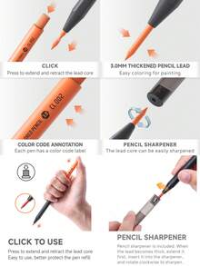 Languo Juego de 12/96 lápices de colores con punta de 3.0mm, núcleo de grafito suave a base de aceite, suministros de arte para dibujar, bocetos y libros de colorear, para estudiantes y artistas - Conjuntos - Ver 2