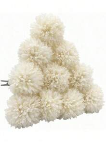 8/16pcs Artificial Chrysanthemum Ball Flowers Dandelion Hydrangea Arrangement Bouquet Present Friends Bridal Wedding Bouquet Decor Home Office Coffee House Party Wedding Decoration - 霧霾藍 - 查看 5