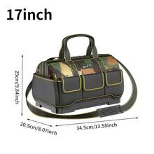 1 chiếc túi vải bạt dung tích lớn | 14/16/18/21 inch, vải bạt dày chống mài mòn, dùng để đựng dụng cụ bảo dưỡng, di động, thích hợp cho điều hòa không khí điện, có dây đeo vai, màu xanh lá cây, thương hiệu OUDISI - A - Xem 6