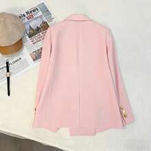 New Casual Double-Breasted Blazer Pink Spring - Pink - View 7