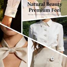 Button Covers Cufflinks Set, Gold Clip - Ons Women Men, No - Sew Covers Dress Shirts, Blouses Button Decoration - Silver Base-pearls-17.5mm + 6PCS - View 4