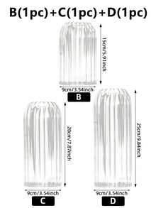 1pc Thick Glass Cylinder Vase, Striped Tall Transparent Vase, Can Be Used As Floating Candle Holder, Suitable For Dining Table Decor, Wedding Home Decoration - Clear - View 12