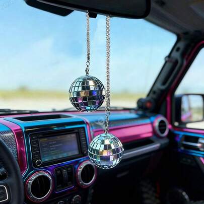 This Disco Ball Car Interior Pendant Light Is An Eye-Catching Decorative Pendant Light That Will Emit Colorful Sparkles In The Sunlight.