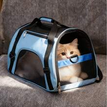 1 Túi vận chuyển thú cưng di động thoáng khí, túi du lịch gấp gọn cầm tay cho mèo và chó, ổ vận chuyển thú cưng dung tích lớn thông gió 4 mặt. - Màu xanh lam - Xem 5