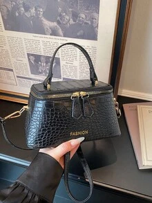 2026 Summer New Python Skin Box Bag, Women's Shoulder Bag, High-End Crossbody Bag, Handbag, Cosmetic Bag - Black - View 4