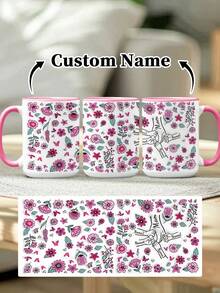 1pc 11oz/15oz Custom Mother's Day Name Mug, Personalized Coffee Cup With Printed Name. The Wrap-Around Pattern On The Mug Can Be Customized With Up To 8 Children Holding Their Mother's Hand. This Mother-Themed Mug With Floral Elements Is An Ideal Gift For Mom And A Unique, Thoughtful Present - 款式3 - 查看 19
