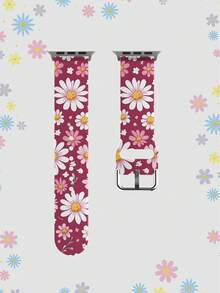 玫瑰红雏菊图案硅胶表带，兼容 38mm 40mm 41mm 42mm 44mm 45mm 49mm，兼容 Series Ultra/S11/S10/SE/8/7/6/5/4/3/2/1 - 彩色 - 查看 12