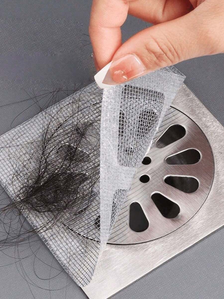 Lưới lọc tóc dùng một lần cho bồn rửa nhà tắm, nắp đậy cống tự dính, lưới lọc tóc tái sử dụng cho vòi sen và bồn tắm, miếng dán lọc cống dễ lắp đặt cho bồn rửa nhà bếp, phòng giặt, ngăn chặn tóc và côn trùng hiệu quả, vệ sinh nhà tắm, dùng một lần
