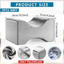 2 fundas de almohada de satén de repuesto para piernas de 10 x 8 x 6.3 pulgadas funda de almohada de rodilla para dormir de lado funda de almohada suave y transpirable para piernas y - gris - Ver 2