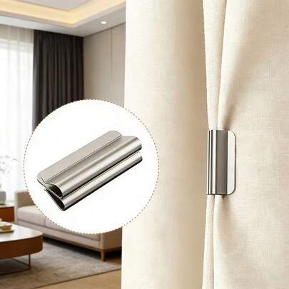 Bộ 2/4 kẹp rèm cửa sổ từ tính, không cần đinh, không cần may, kẹp rèm chắn sáng, phụ kiện từ tính cho rèm cửa nhà ở và ký túc xá.