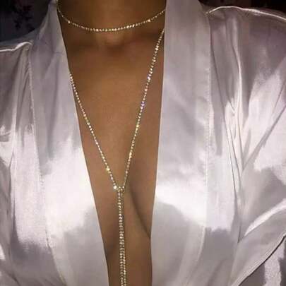 Collar largo de 143cm con cuentas de cristal brillante (sin cierre de langosta, sin cadena de cola)