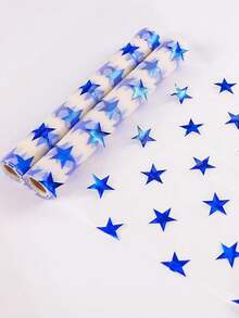 1pc/2pcs Blue Star White Sheer Table Runner, Independence Day Chiffon Decor, Suitable For Wedding, Holiday, Birthday, Home Party Table Decoration - Multicolor - View 3