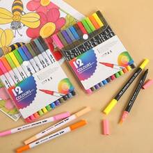 12/24/36/48/60/120 Colors Dual-Tip Watercolor Markers, Soft Brush Tips, Washable, 8 Sets Available, Variety Of Colors, Art Drawing Pens, Holiday & Back To School Gift, Room Decor, Ramadan Decor, Home Decor, Bathroom Decor, Suitable For Adult Coloring, Handwriting, Writing, Planning, Journaling, Note-Taking, Calligraphy, Painting, Arts & Crafts, School Supplies, Back To School Essential - Multicolor - View 2