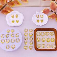 Asymmetrical Round Gold Stainless Steel Earrings, Summer Beach Vacation Bikini Accessories, Pair With Beautiful Clothes, Dresses, White T-Shirts, Sexy Jeans, Tight Tops - Versatile Retro INS Style Earrings, Fashionable Daily Wear Suitable For Holidays And Parties - Multicolor - View 10