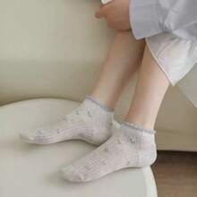 4 Pairs Cute Bow Ruffle Short Socks Women Soft Knit Lace Short Socks Sweet Lolita Style Ankle Socks - Multicolor - View 6