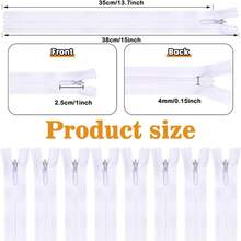 20条尼龙隐形拉链，长度分别为20厘米、25厘米、30厘米、40厘米、50厘米、60厘米，宽度为2.3厘米，适用于服装、包袋、铅笔盒、靠垫套（白色，35厘米/14英寸） - A - 查看 2