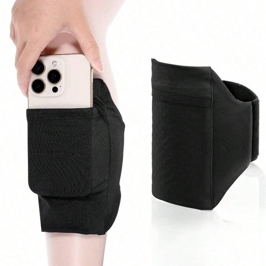 Leg Phone Holder, Cell Phone Leg Straps Ankle Wallet Thigh Holder Wallet Calf Straps Adjustable Arm Pouch Non Slip Sports Armband Storage Bag For Equestrian Jogger Running Workout - Black - View 1