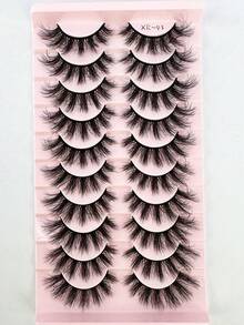 anlinnet 10 Pairs 3D Faux Mink Eyelashes, Natural & Dramatic Fluffy Long False Lashes Strip Lashes,Lashes,Eyelashes,Fake Lashes - Black - View 4