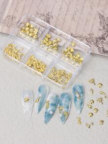 6 件套金/银贝壳、海星、金属海洋主题美甲装饰品，贝壳、海马合金美甲饰品配件，DIY 美甲沙龙夏季美甲设计用品套装 - 彩色 - 查看 4