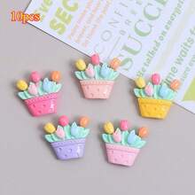 5pcs/10pcs Colorful Tulip Potted Plant Fridge Magnets, Kawaii Resin Flower Refrigerator Magnets, Fridge And Kitchen Decor Magnets, Perfect For Mother's Day And Teacher's Day Gifts - Multicolor - View 8