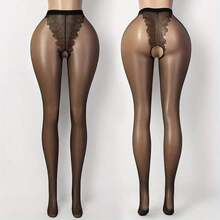 Medias, diseño de entrepierna abierta, body de mujer, medias seductoras y cautivadoras - Negro - Ver 2