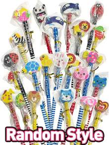 Conjunto de 5/15/30/50/100 lápis infantis criativos com desenhos animados, ideais para estudantes. Estes lindos lápis vêm com borracha, perfeitos como material escolar, recompensas educativas e presentes (cores sortidas). (Os desenhos dos lápis podem variar). Ótimos para a volta às aulas. - Multicolorido - Ver 3