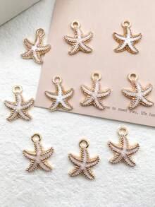 Bộ 10 mặt dây chuyền hình sao biển bằng hợp kim kẽm thời trang, thích hợp cho phụ nữ tự làm trang sức. - trắng - Xem 2