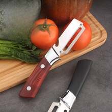 2pcs Stainless Steel Multifunctional Vegetable Peeler And Bottle Opener - Labor-Saving And Convenient Kitchen Tool, Suitable For Right-Handed Use, Suitable For Various Vegetables And Fruits, Exquisite Gift For 32 Festivals TY7G - Black - View 3