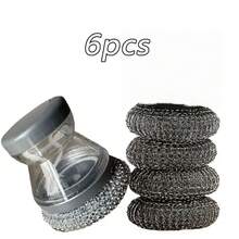 6件套清洁刷套装，带皂液器 - 重型可堆叠清洁垫，耐刮擦且经久耐用，适用于不粘锅具、洗碗机架、厨房、浴室和家居清洁 - 节省空间设计 - 1set - 查看 1