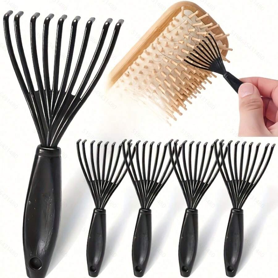 5件装塑料迷你梳子清洁工具，内置刷毛，可去除毛发，家用手持清洁刷，美容工具配件 - A - 查看 1
