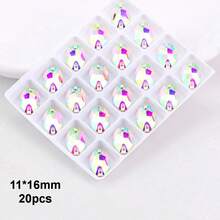 玻璃水晶,AB彩,各种形状,手工闪亮水晶缝纫,手工水晶水钻装饰珠,平底穿孔宝石,DIY配件,缝纫宝石,水钻,用于装饰衣服、连衣裙、包包、鞋子、胸针、耳环、手工艺品。 - 彩色 - 查看 28