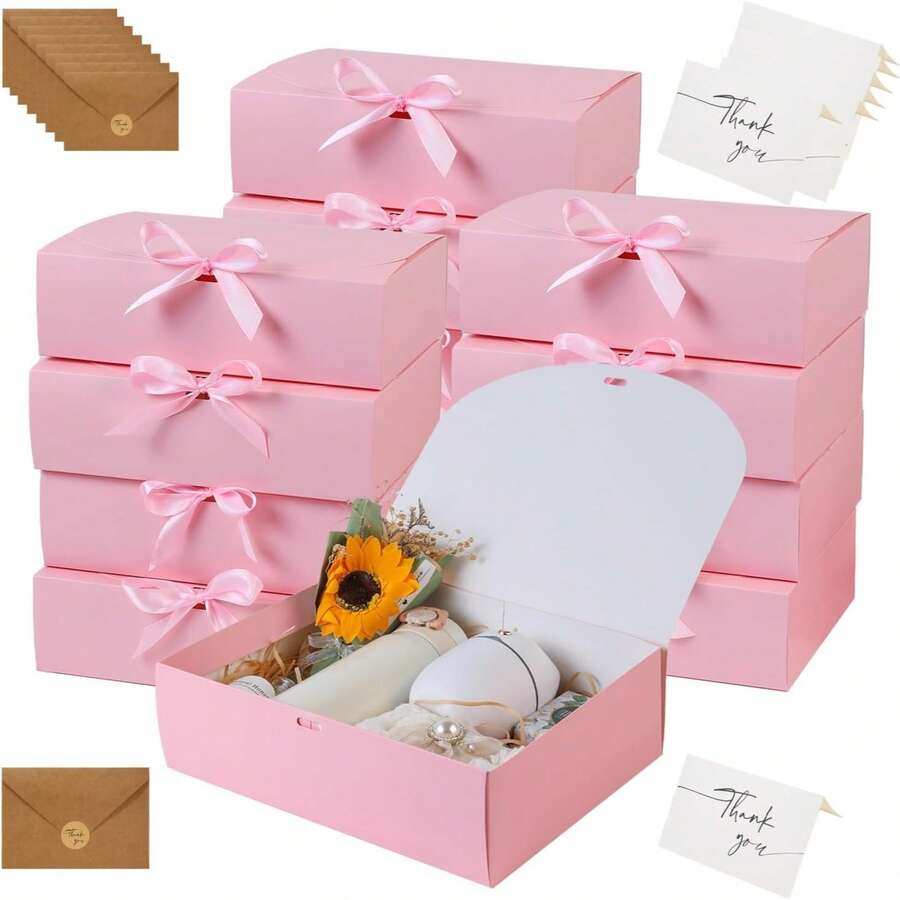 10 Hộp Quà Nắp Hồng, Hộp Cầu Hôn Phù Rể, Hộp Quà Ruy Băng Đen Sang Trọng, Hộp Quà Cưới, Hộp Quà Sinh Nhật, Hộp Quà Tiệc, Hộp Quà Phù Dâu, Quà Tốt Nghiệp, Quà Ngày Valentine - Xem 1