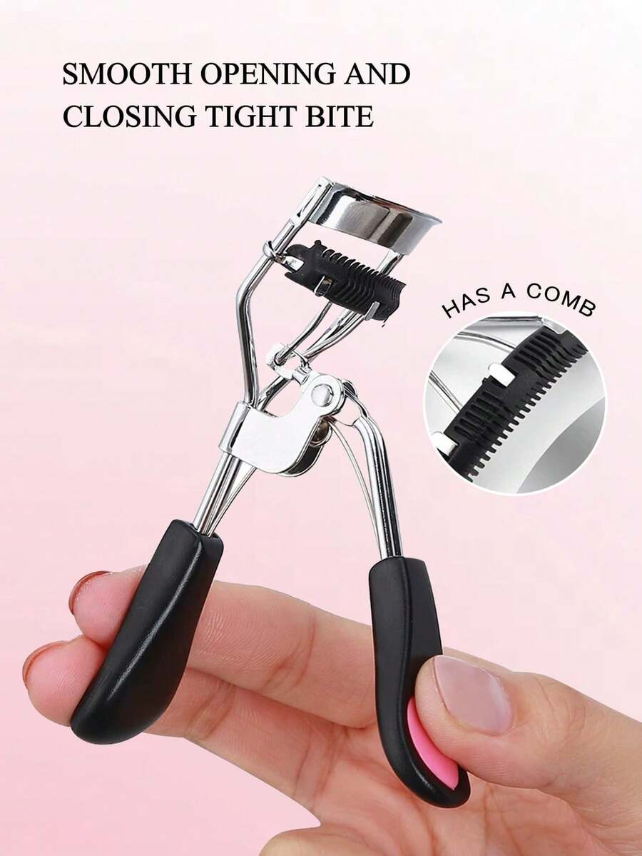 1个心形硅胶手柄睫毛夹，广角卷翘睫毛，适合初学者和专业人士，可放置于浴室或卧室 - 彩色 - 查看 1