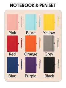 2pcs Set Personalized Notebook And Ballpoint Pen Set With Name Phone Number Vintage Buckle Office A5 Notebook Laser Engraved Pen For Work Meeting Diary School Back To School Supplies Daily Planner - Multicolor - View 6