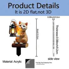 1 chiếc biển đánh dấu cây cảnh hình mèo 2D bằng acrylic, thích hợp để trang trí chậu cây ngoài trời. - A - Xem 4