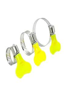 12个耐用不锈钢卡箍，配有符合人体工程学的黄色塑料手柄 - 可旋转软管卡箍，是管道和汽车维修的理想选择 - 多款式 - 查看 7