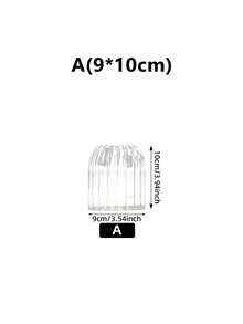 1pc Thick Glass Cylinder Vase, Striped Tall Transparent Vase, Can Be Used As Floating Candle Holder, Suitable For Dining Table Decor, Wedding Home Decoration - Clear - View 8