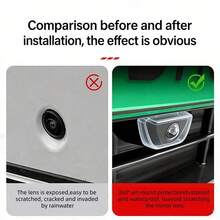 Kit de protector de lente de cámara de coche transparente, protector universal de 360° para cámara frontal del parachoques, cubierta protectora de lente de PC - A - Ver 6